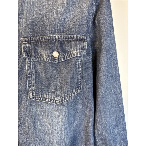 J. Crew Women's Small Slim Denim Chambray Western Shirt Pearl Snap Heavy - Picture 3 of 5